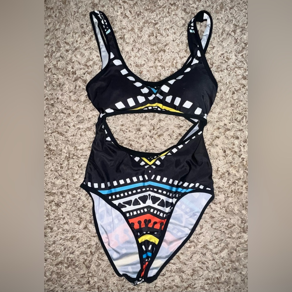Women’s Cut Out Tribal Print One Piece